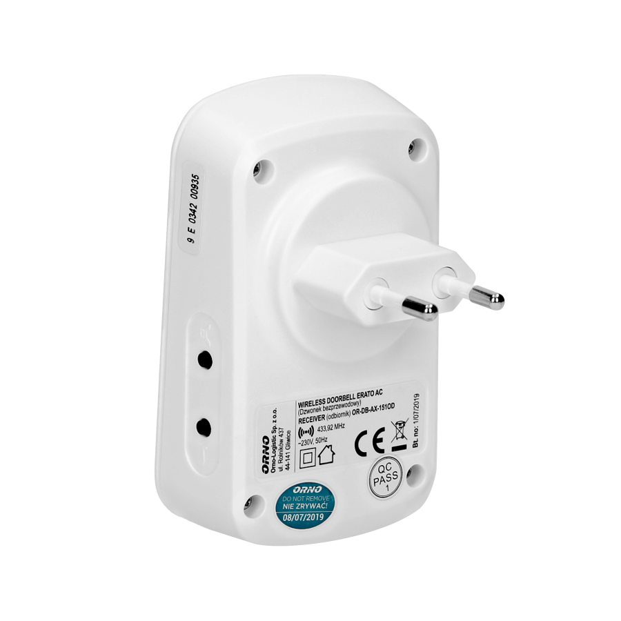 ERATO AC wireless mains-powered doorbell with learning system, 32 sounds, 100m